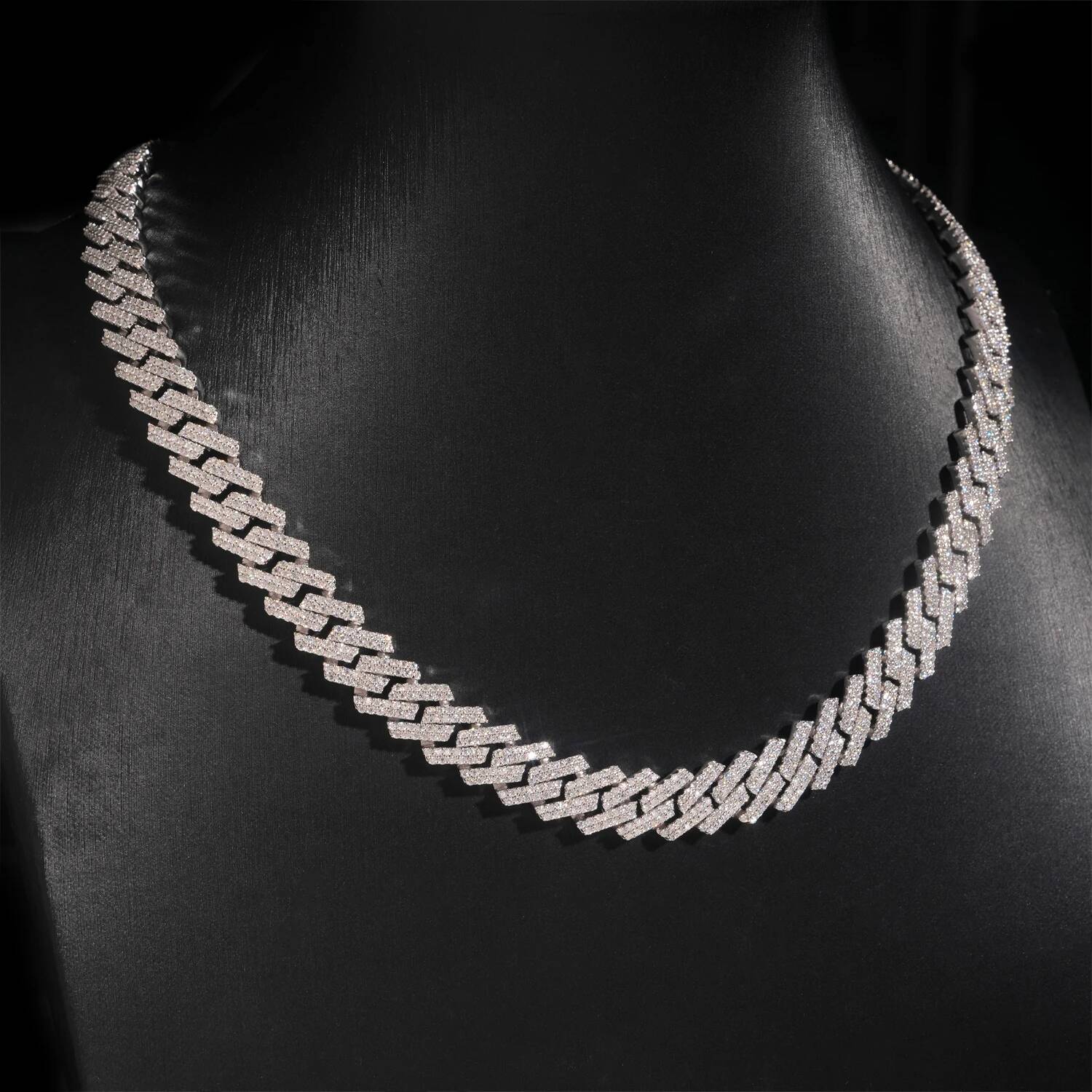 Hip Hop Jewelry 12mm Iced Out 925 Silver Gold Plated D Color Link Moissanie Cuban Chain Bracelet Necklace