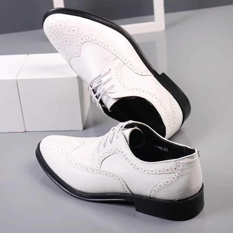 2023 Mens Wingtip Oxford Shoes Genuine Calfskin Leather Brogue Dress Shoes Classic Business Formal Shoes for Men Y250715