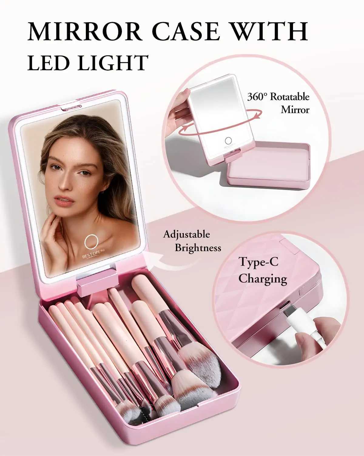 20PCS Travel Makeup Brush Set with Case Foundation Concealer Blush Eyeshadow Brush Contour Set XJ2500716