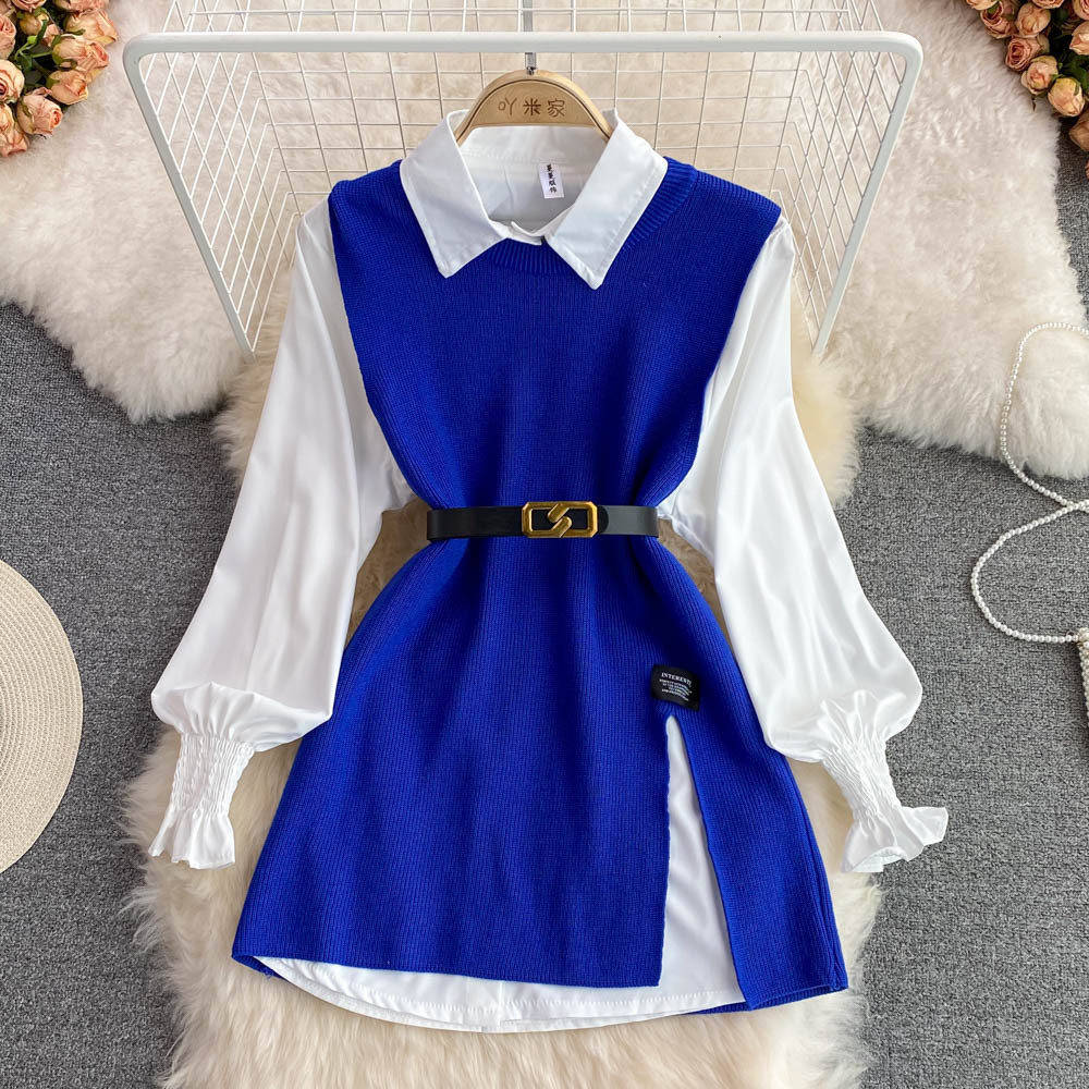 Women's Blouses Syiwidii Sets Women Knitted Sweater Vests Autumn 2025 Fashion Turn-down Collar Single Breasted Female Two-piece