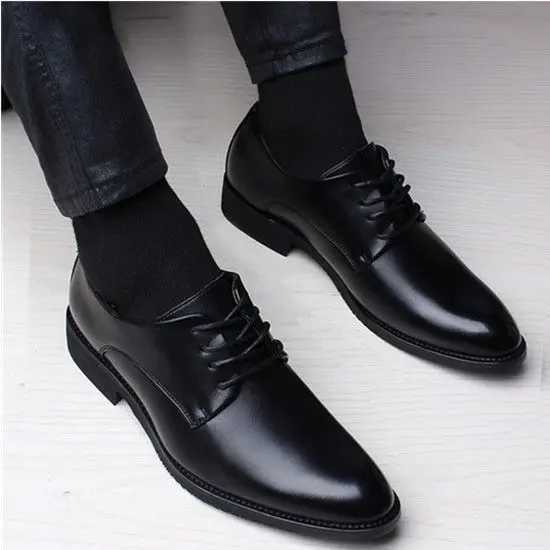 New Black Men Suit Shoes Party Mens Dress Shoes Italian Leather Mens Formal Shoes Office Mens Social Shoes Y250715