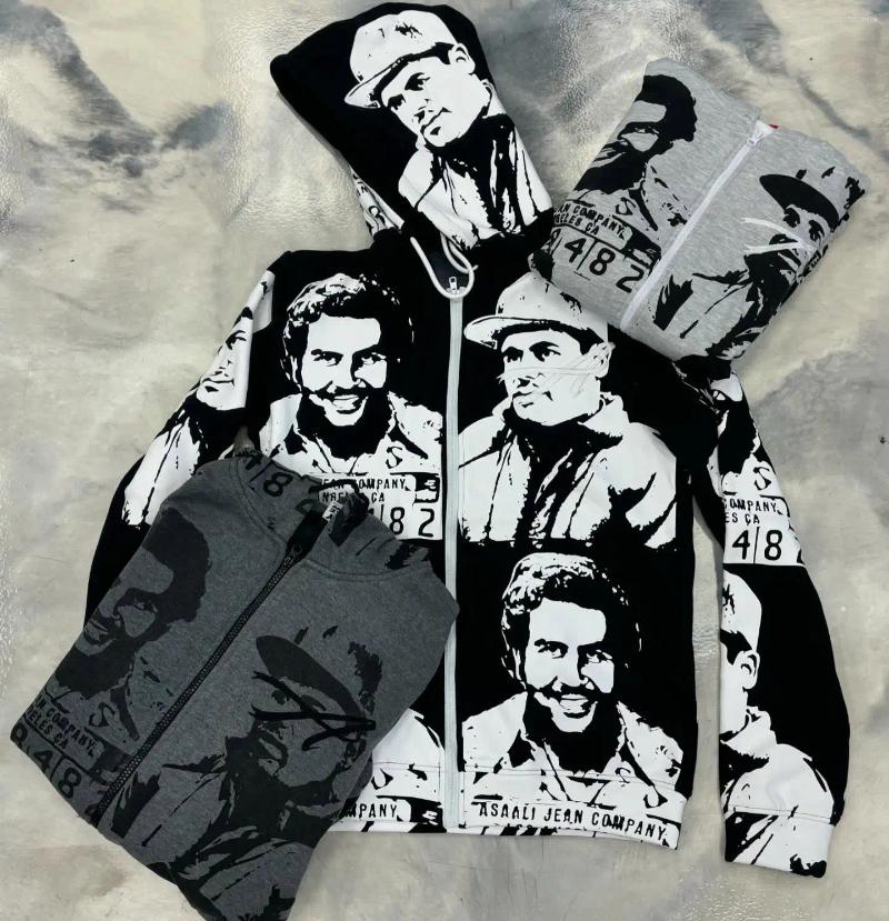 Men's Hoodies Gothic Retro Long Sleeved Printed Hoodie Harajuku Hip Hop Oversized Pattern Zipper Casual Sports High Quality