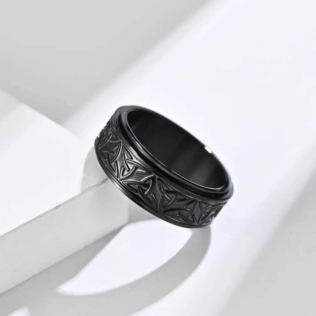 Hip Hop Celtic Knot Rune Rotating Anxiety Rings For Men Viking Script Stainless Steel Fidget Metal Spinner Rings Anillos S250716