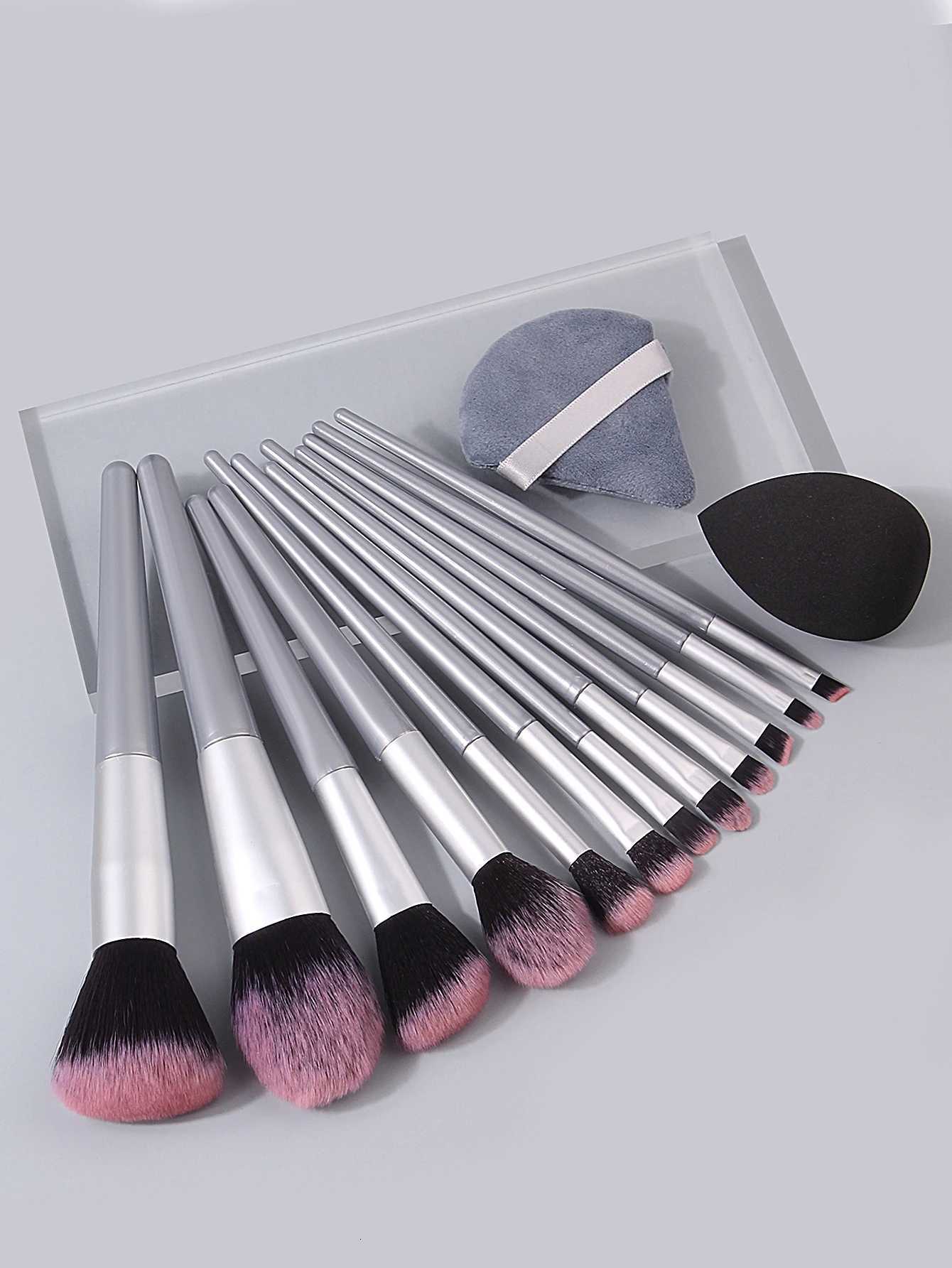 12-piece soft-bristled makeup brush set paired with a beauty sponge and a triangular powder puff is super useful for beginners. XJ2500716