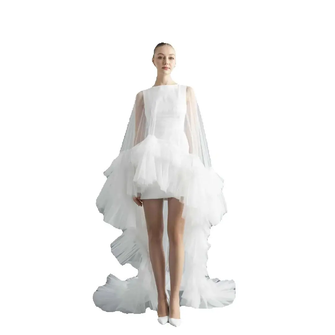 New Elegant Wedding Veils One Layer Pleat Edge Tulle Headdress Appliques Lace Tulle White Ivory Bridal Veil Customized Length Veils V3282