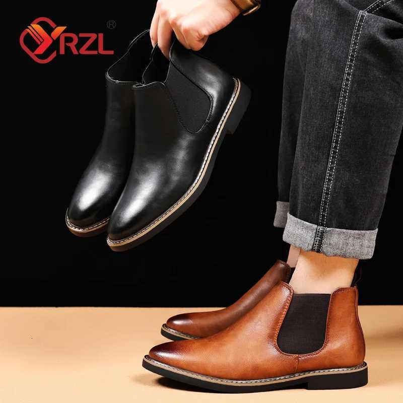 39~47 Men Chelsea Boots Brand Retro Comfortable PU Leather Ankle Boots Men 2025 Fashion Black Brown Mens Boots W250716