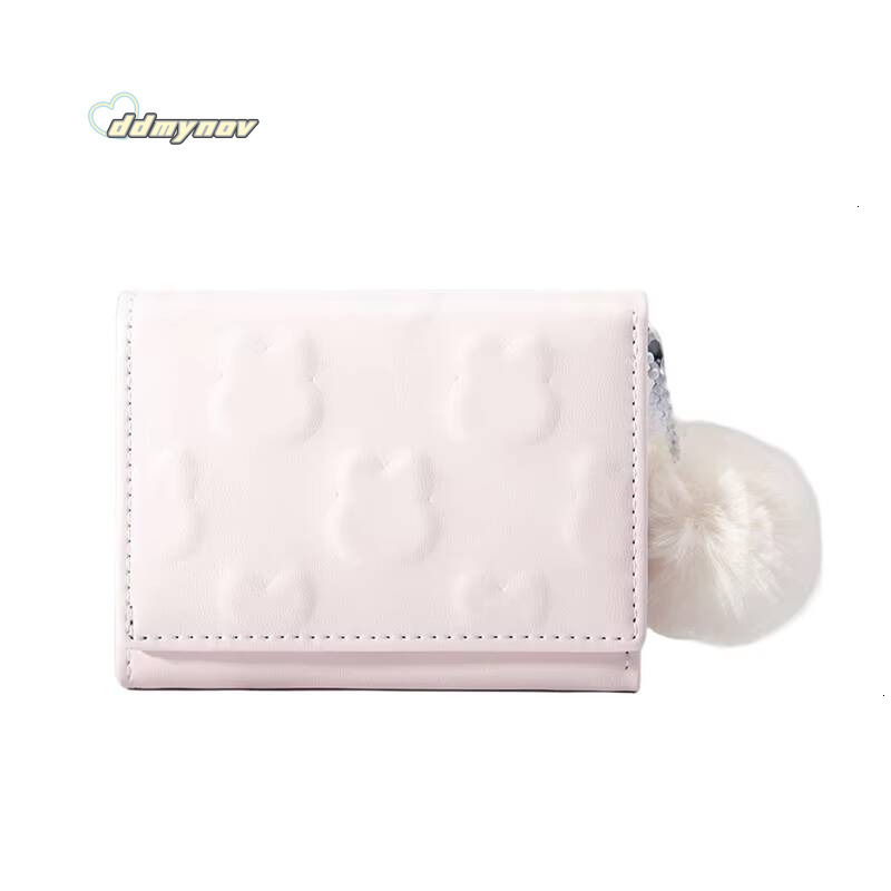 Cartoon Small Korean Short Womens Solid Color Cute Rabbit Pattern Simple Multi Card Bag Zero Wallet ddmynov