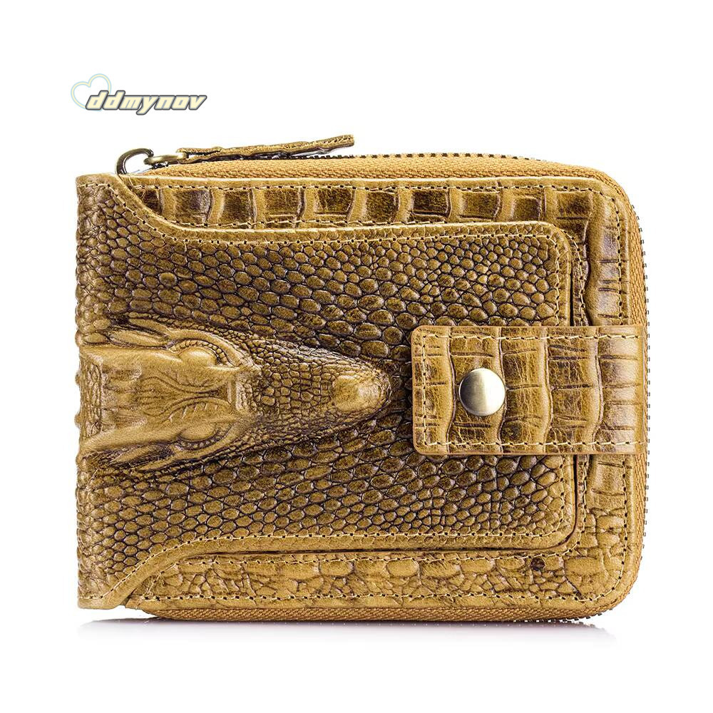 Cowhide mens with crocodile pattern genuine leather large capacity card slot zero wallet ddmynov