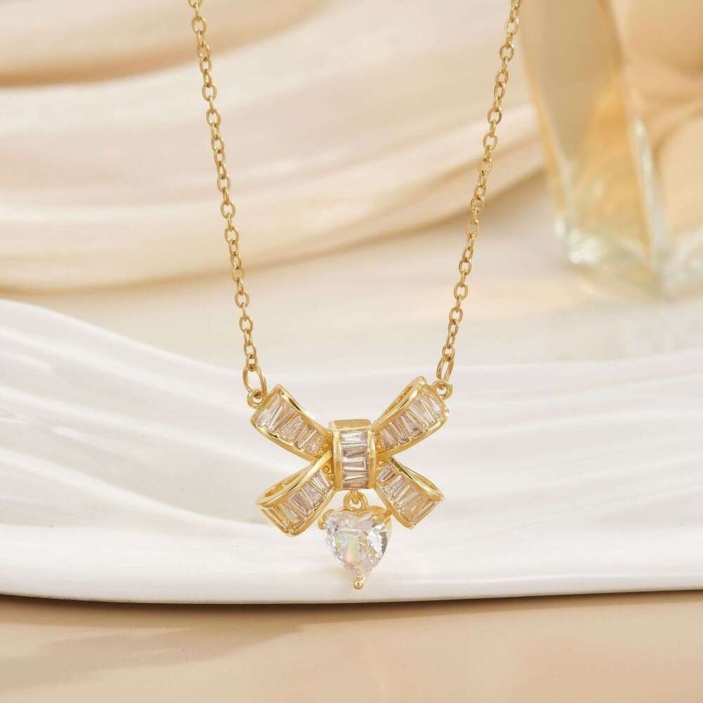 Butterfly Bow Necklace Series For Women, Niche Exquisite Light Choker Fashion Jewelry, Dia-Studded Collarbone Chain, Valentine's Day Gift B92