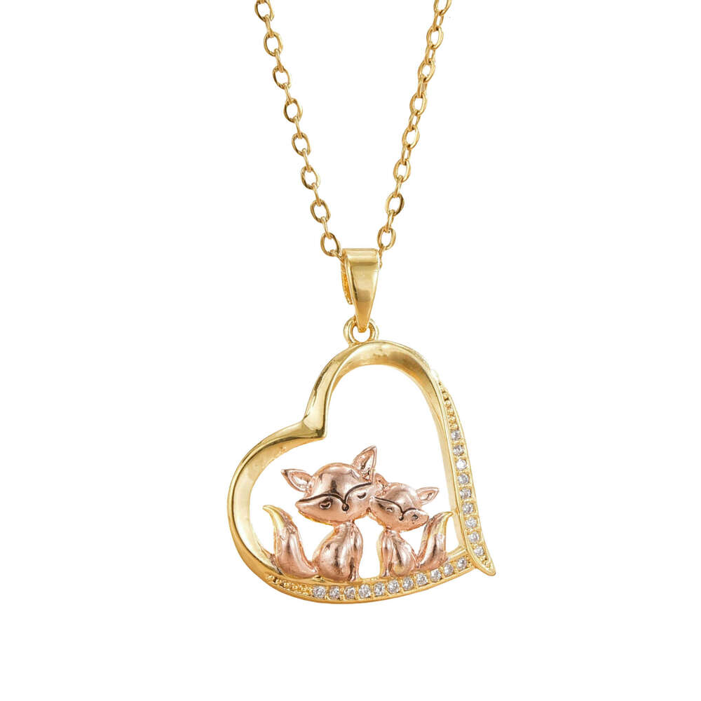 New Heart-Shaped Fox Love Mother's Day Parent-Child Necklace Fashion Cute Collarbone Chain Jewelry 449