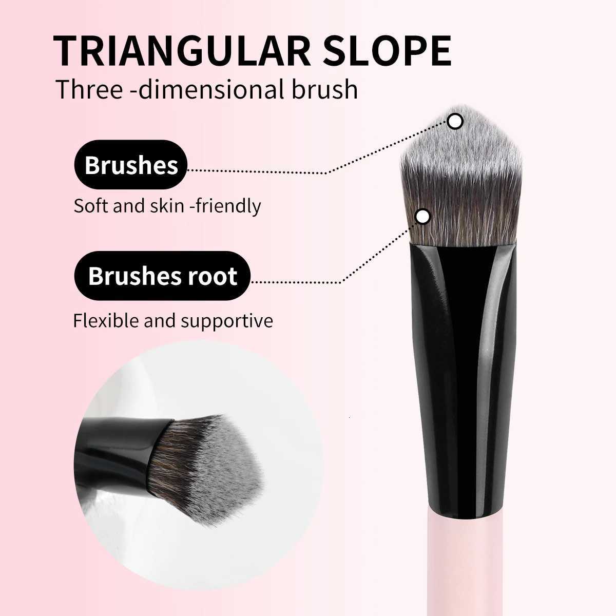 1ANGE Makeup Brush Triangle Top Brush Details for Highlight Conceal Cosmetics Blending Brush Soft Bristle for Travel Gift XJ2500716