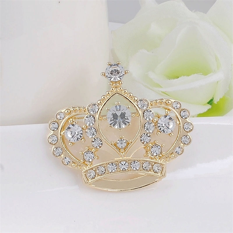 Female Crown Brooch Simulated Crystal White K Engagement Wedding for Women 250625