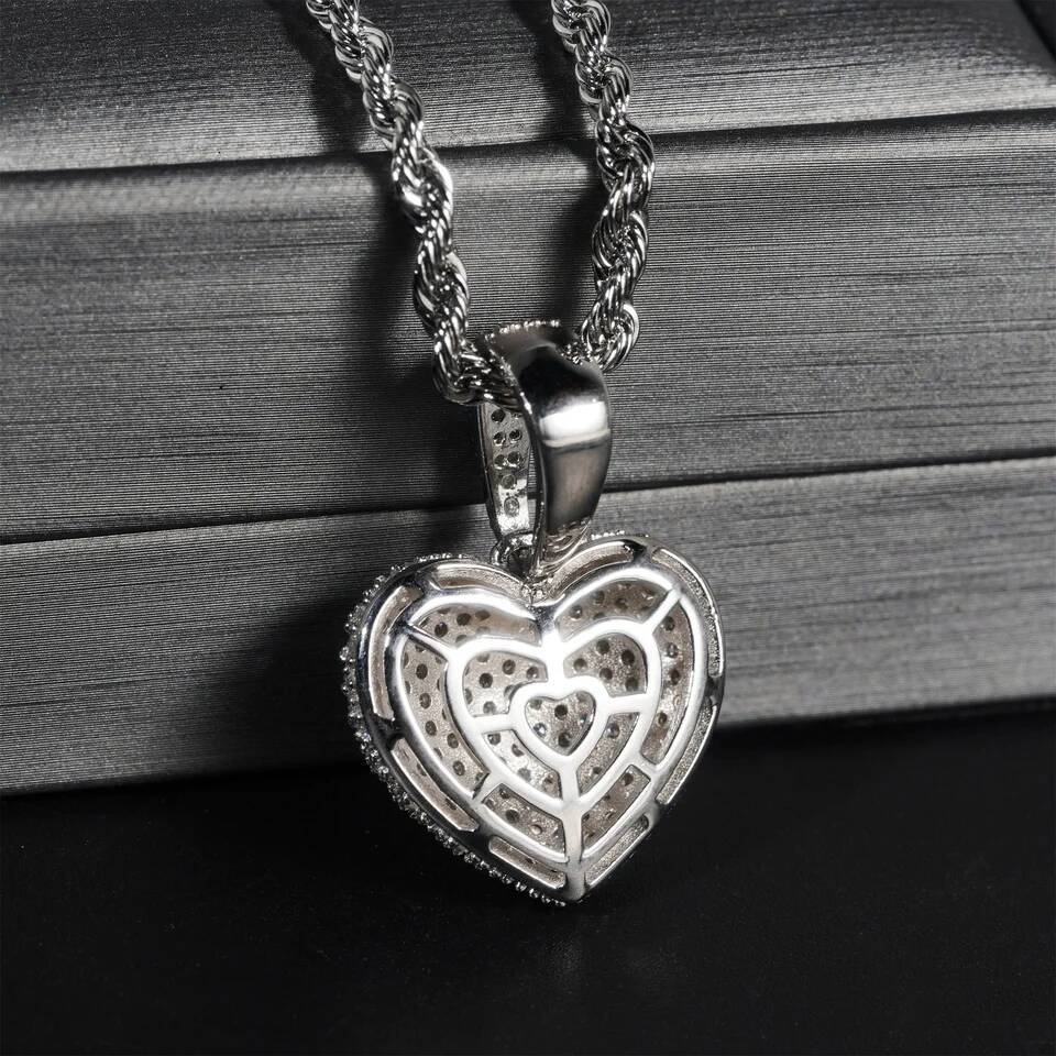Moissanite Heart Pendant for Women 925 Sterling Silver D Color Diamond Love Hip Hop Jewelry Gift 2024
