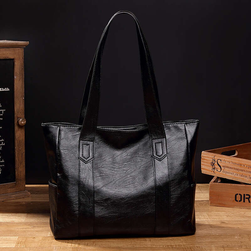 2022 New Trendy Korean Version Versatile Simple Large Capacity Tote Single Shoulder Handbag PU Soft Leather Women's Bag