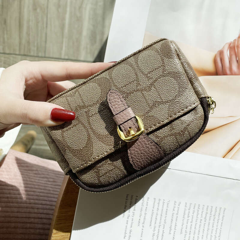 Exquisite Internet Celebrity Printed Coin Purse for Women, Zipper Multi-Functional Handheld Small Wallet, Large Capacity High-End Clutch