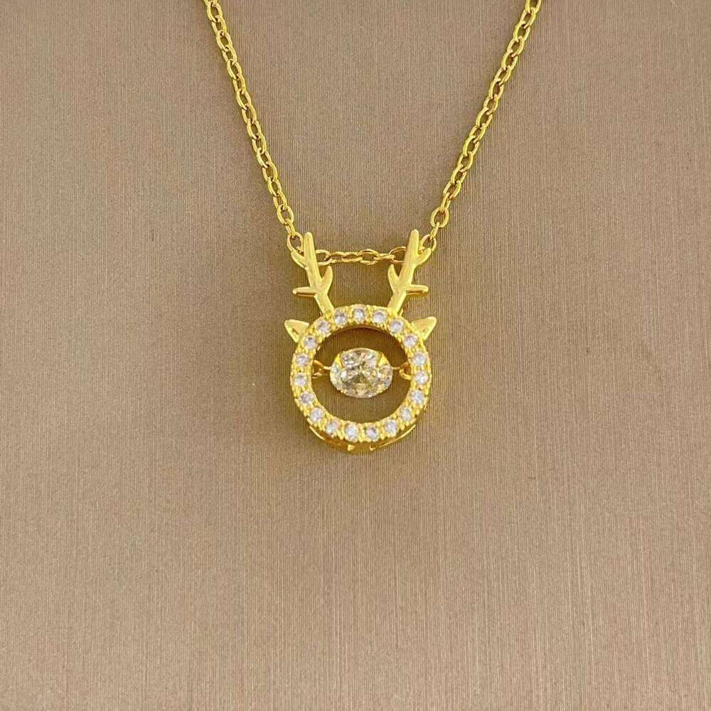 Light Deer Titanium Steel For Women, Elegant Dia-Encrusted Pendant, Simple Versatile Jewelry, Collarbone Chain Necklace A67