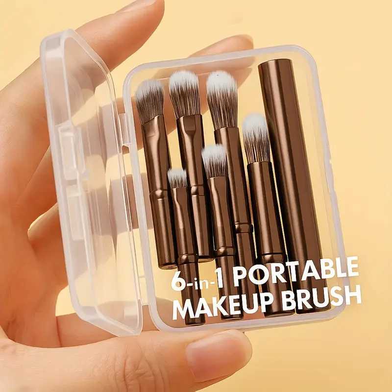 6Pcs Mini Makeup Brushes Set Detachable Travel Contour Concealer Brush Eyeshadow Brush Face Cosmetic Tools with Storage Box XJ2500716