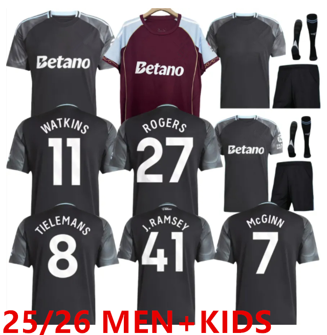 25 26 astson svilasShirt 150-Year Anniversary Kit WATKINS Soccer Jerseys RASHFORD#9 ROGERS men kids kit top football shirts 150th Aston jersey 2025 villa all special