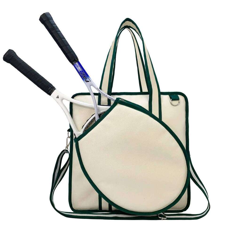 Large in Solid Color Beige Tote for Men and Women High Quality Canvas Tennis Racquet Should Bag