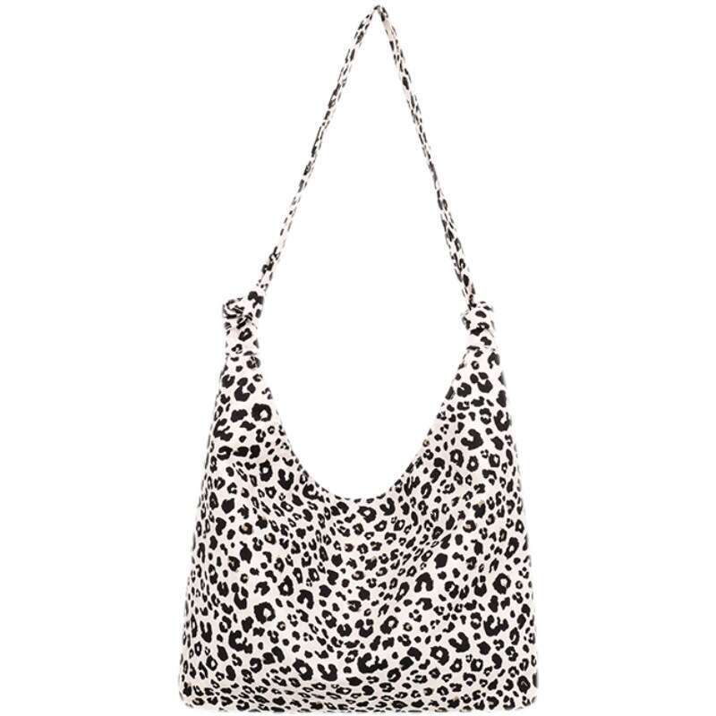 Trendy Small Leopard Print Shoulder Shopping Fashion Canvas Women's Handbag Stylish Large Capacity Underarm Bag