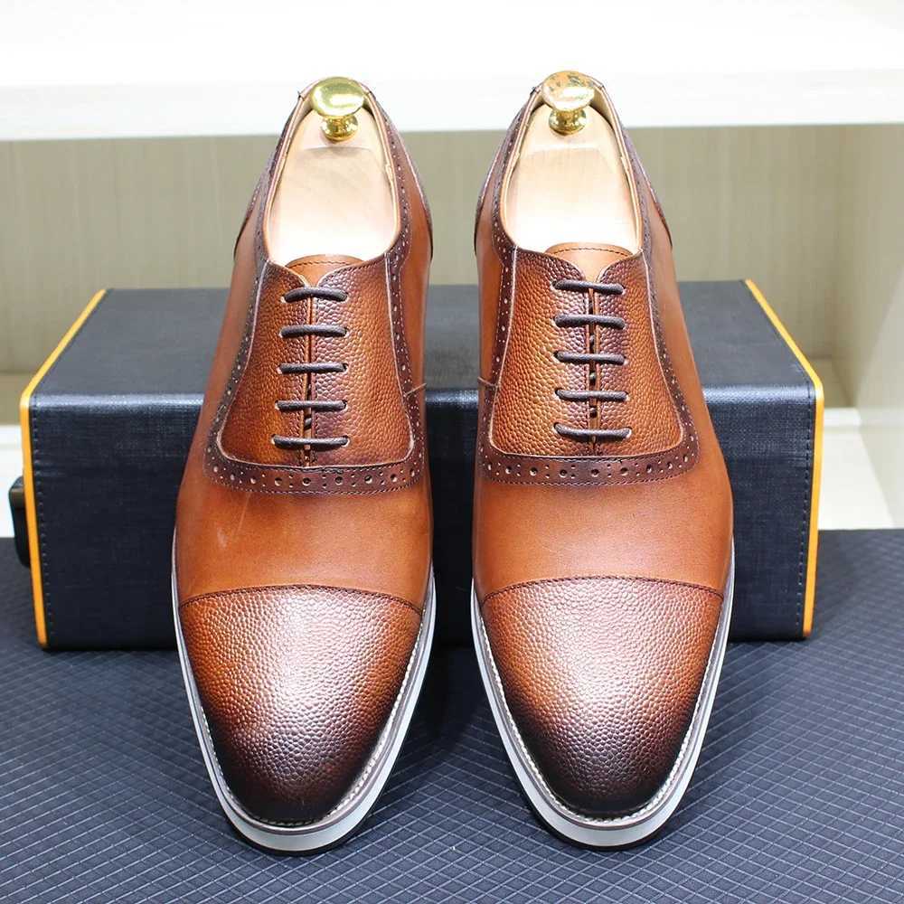 Classic Mens Genuine Leather Oxford Lace-Up Casual Shoes Solid Cap Toe Handmade Sneakers for Daily Outdoor Wear W250716