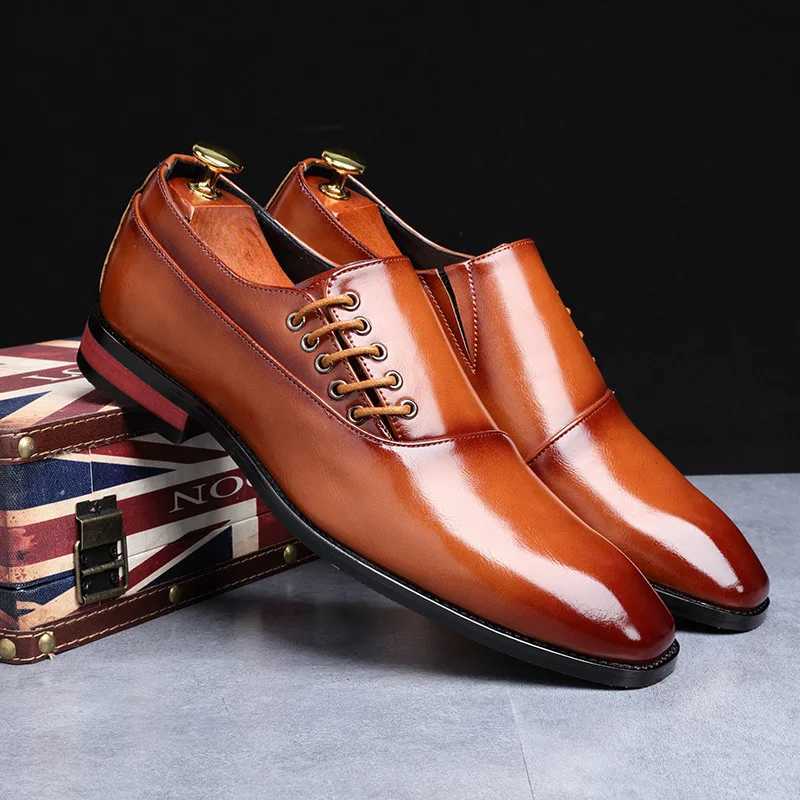 Stylish Man Oxford Shoes Leather Lace Up Mens Business Casual Dress Shoes Fashion Wedding Party British Style Comfortable Y250715