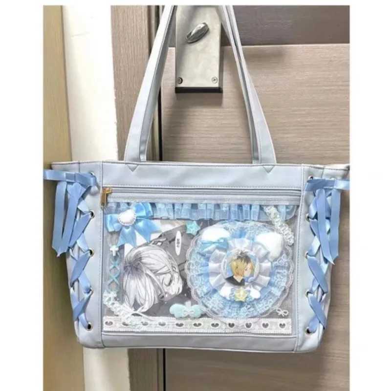 New Y2K Sweet Lolita Pink Ita Bag Women Japanese Transparent Large Capacity Tote Bag Ladies Harajuku Handbag