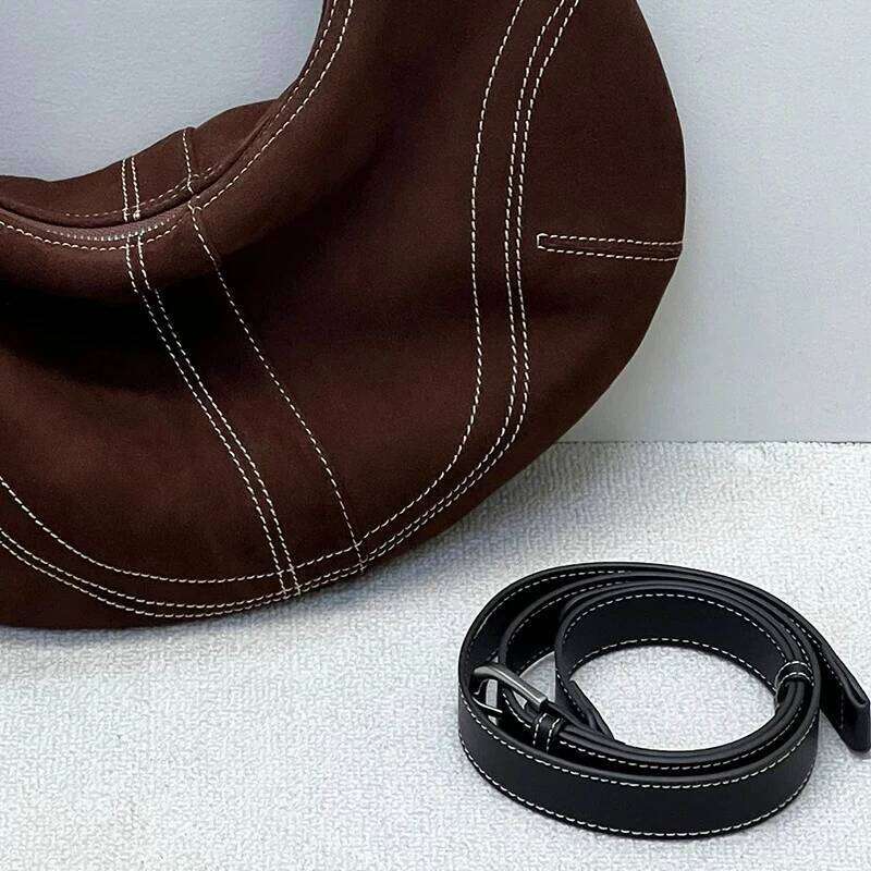 Custom Initials Genuine Leather Half Moon Bag For Women Designer Handbag Purse 2025 New In Cowhide Slim Underarm Shoulder