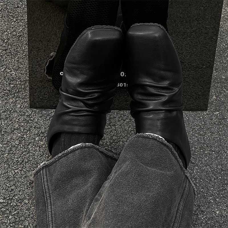 2025 Pleat Leather Half Shoes for Men Mules Backless Loafers Slippers Semi-Drag Casual Shoes Male Slides Outdoor Slip On Flats W250716