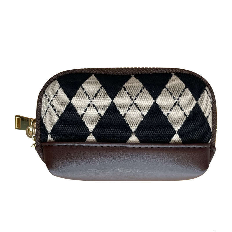 New Trendy Classic Diamond Pattern Multifunctional Women's Lipstick Zipper Coin Purse Key Bag Mini