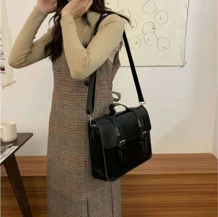 Korean Preppy Style Student School Pu Leather Female Messenger Bags Vintage Multifunctional Women Shoulder Bag Ladies Totes
