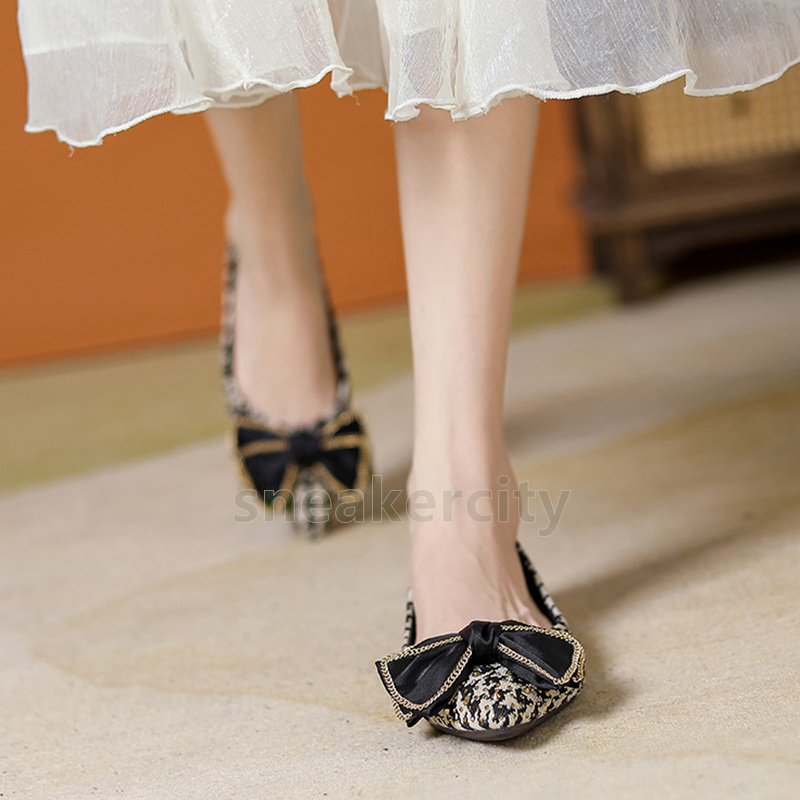 ballet flats heels designer shoes loafers womens shoes fashion elegant bowknot low heel sandals luxury pointed-toe shallow mouth pumps single shoe