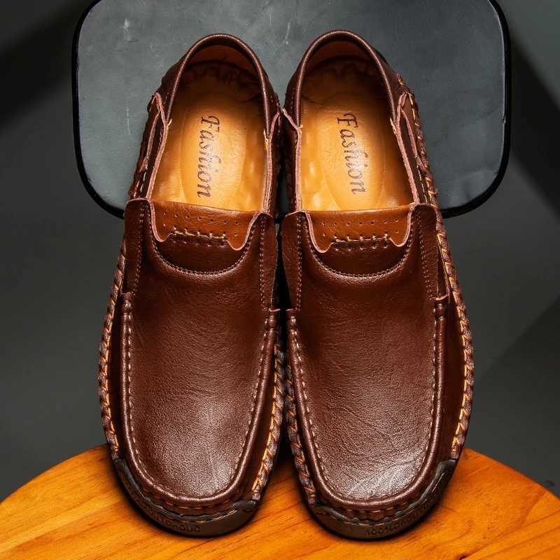 Handmade Leather Men Shoes Casual Comfortable Men Loafers Slip On Leather Shoes Men Flats Hot Sale Outdoor Walking Shoes for Men W250716