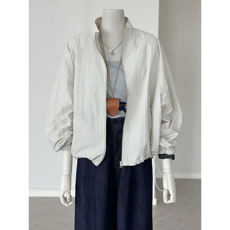 Korean Female Long Sleeved Sunscreen Jacket Spring Summer Women Leisure Sports Jacket Coat Solid Color Thin Style Ladies Outwear 250715