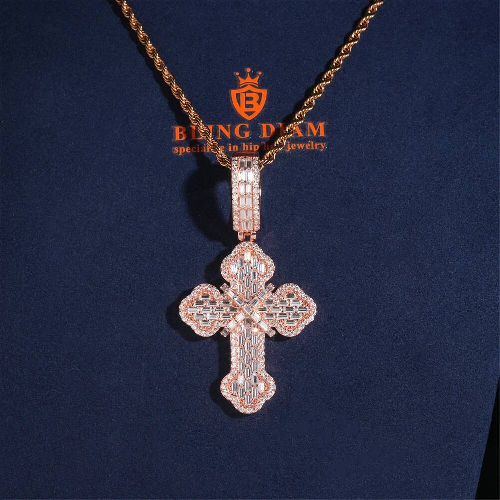 New Arrivals Cross Pendant 925 Silver VVS Moissanite GRA certification Suitable for 10mm Tennis Chains Hip Hop Jewelry