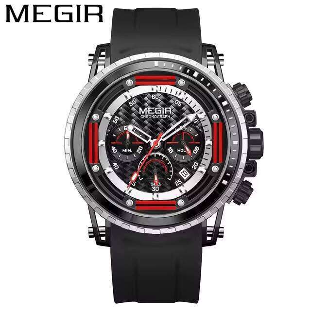 MEGIR 2143 Mens Quartz Solar Watch High Quality 3ATM Waterproof Wrist Watch Date Chronograph Luminous Hands Japan Korea Style
