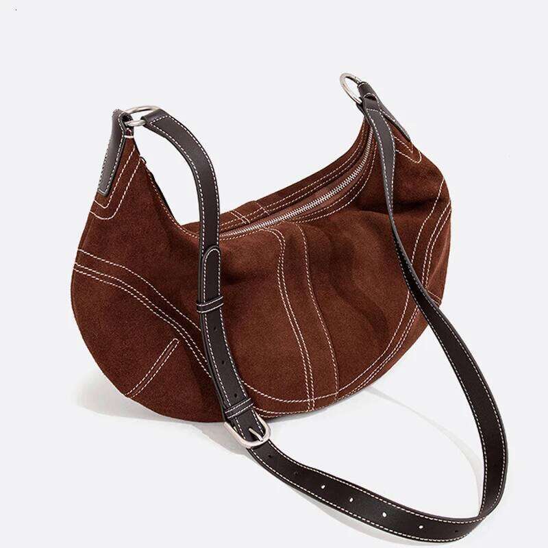 Custom Initials Genuine Leather Half Moon Bag For Women Designer Handbag Purse 2025 New In Cowhide Slim Underarm Shoulder