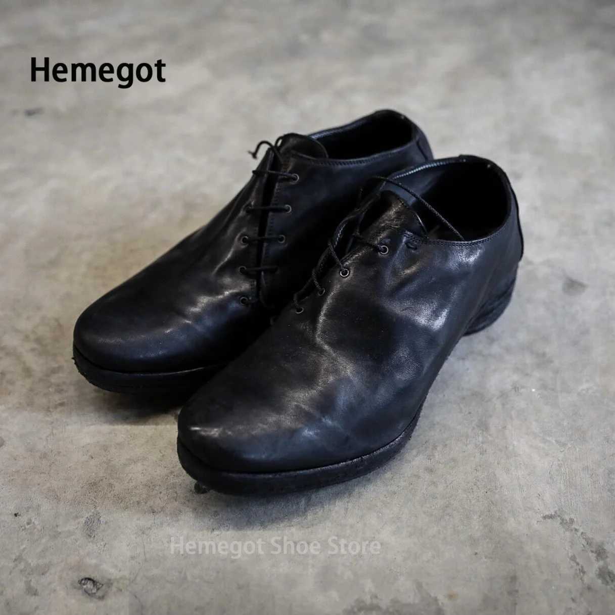 Irregular Heels Derby Shoes Lace-Up Casual Shoes Classic Solid Color Handmade Board Shoes Designer Style Newest Mens Shoes W250716