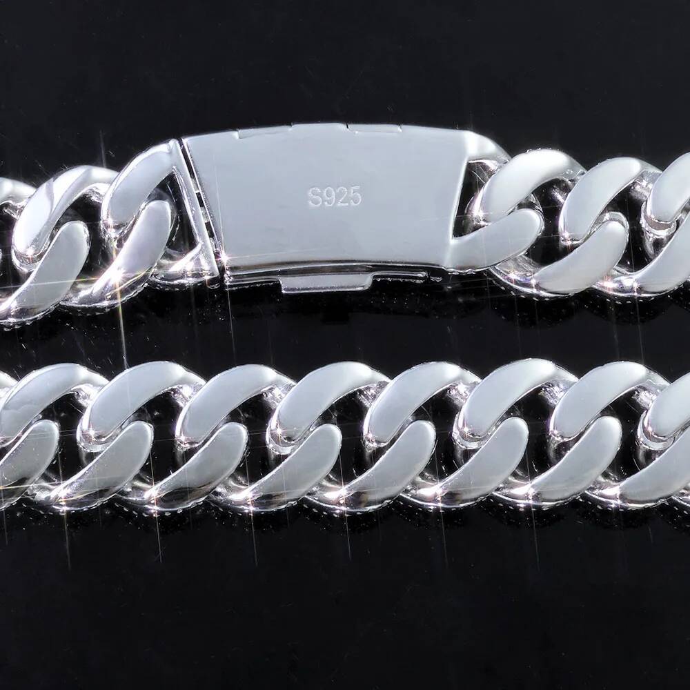 Fashionable Custom Fully Iced 925 Sterling Silver Cuban Necklace Hip-Hop Accessory VVS Moissanite Chain Mens Necklace