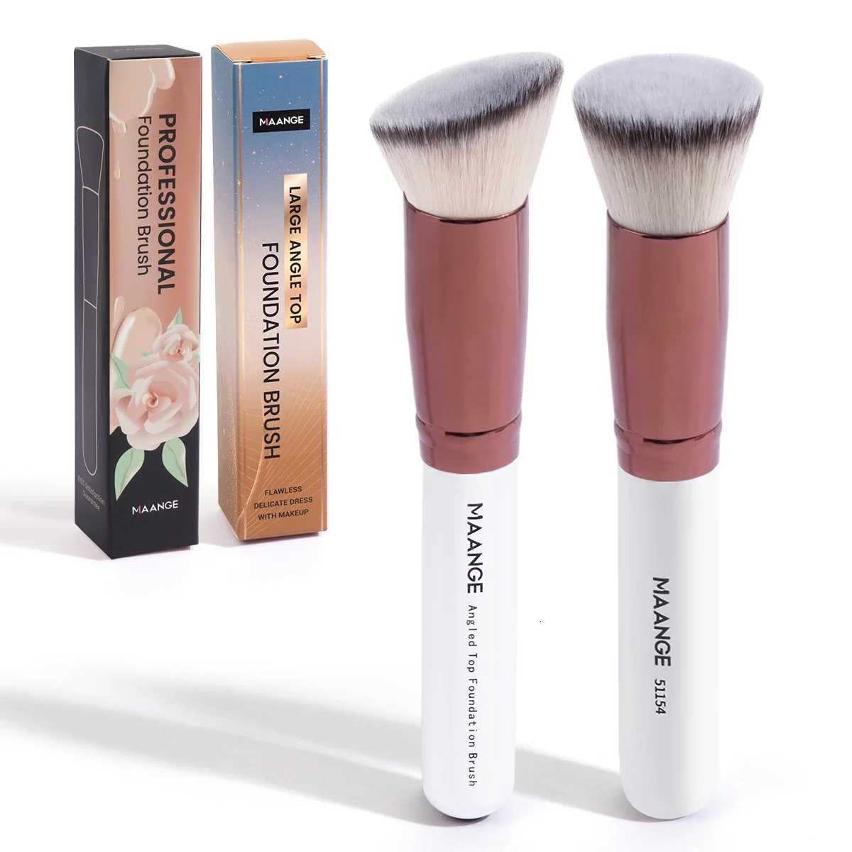 2PCS Foundation Makeup Brush Set Flat Angled Kabuki Powder Blush Brush For Liquid Soft Bristles Cosmetic Makeup Tools XJ2500716