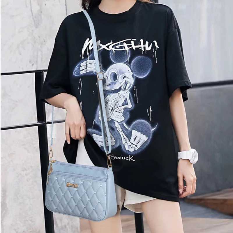 New Fashion PU Leather Crossbody Bags Women Zipper Shoulder Bag Large Capacity Embroidery Thread Purse and HandbagsT2511112