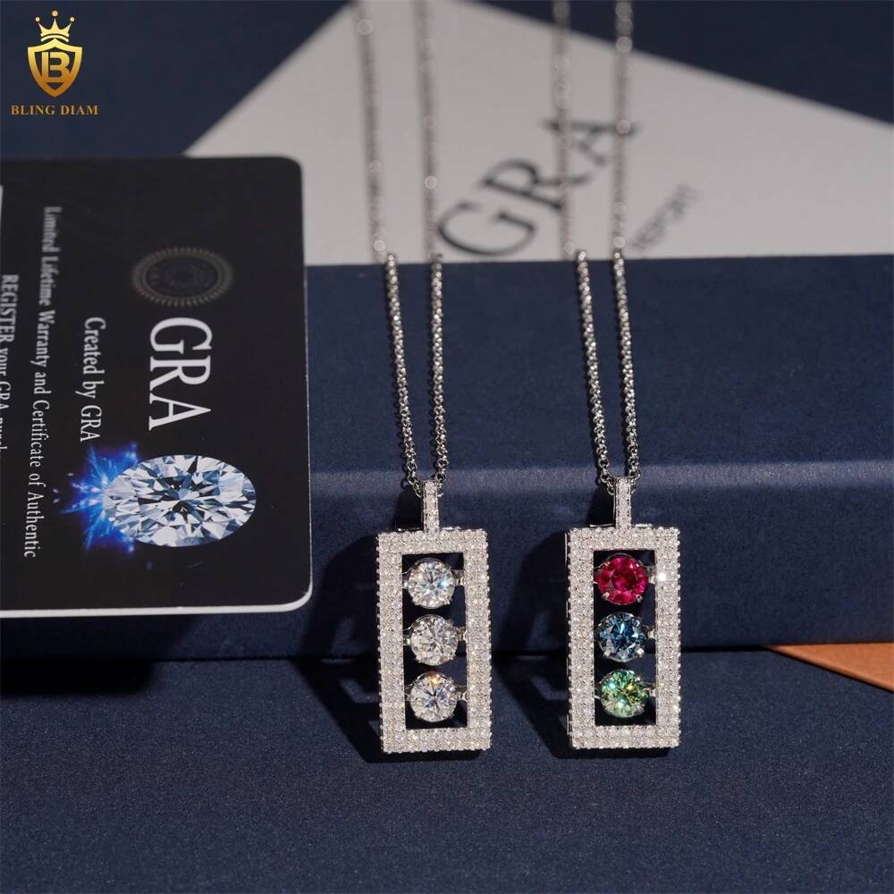 Colored Moissanite Pendant 925 Silver Hip Hop Jewelry With Certificate Not Suitable For Tennis Chains