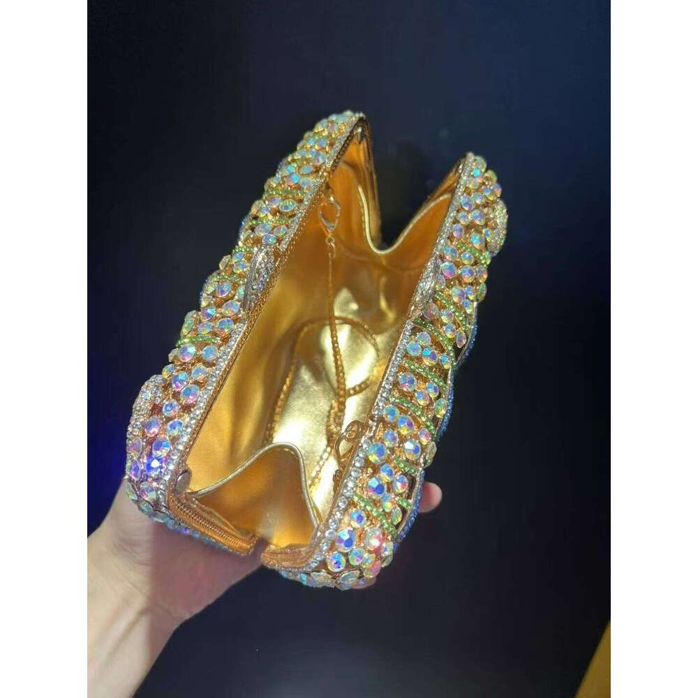 Lady Fish Full Rhinestones Evening Clutch Bags Wedding Stone Day Clutches Purses Metal Minaudiere Handbag Bridal Party Handbags
