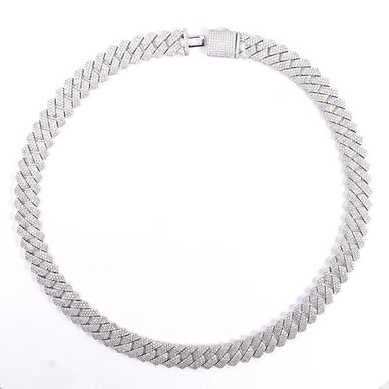15mm 18/20/22inches Silver Hip Hop Mens Jewelry Choker Necklace Jewelry Gold Plated Cuban Link Chains Rope Moissanite Chain