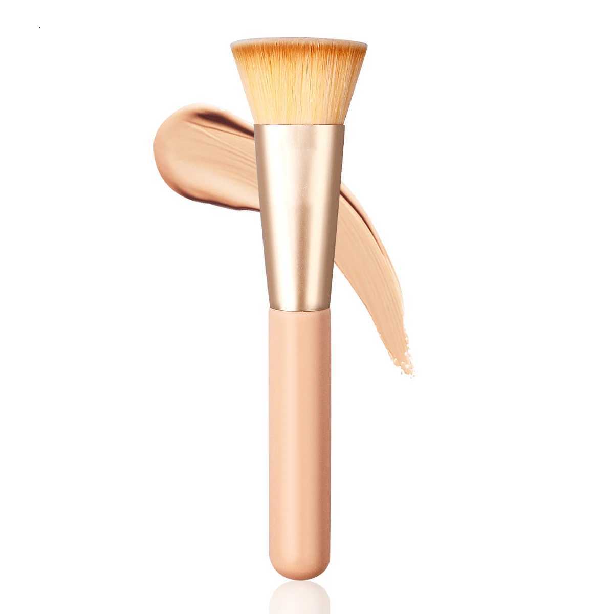 1 piece of soft-bristled wooden-handled flat-head foundation brush blush brush contour brush travel portable makeup brush XJ2500716