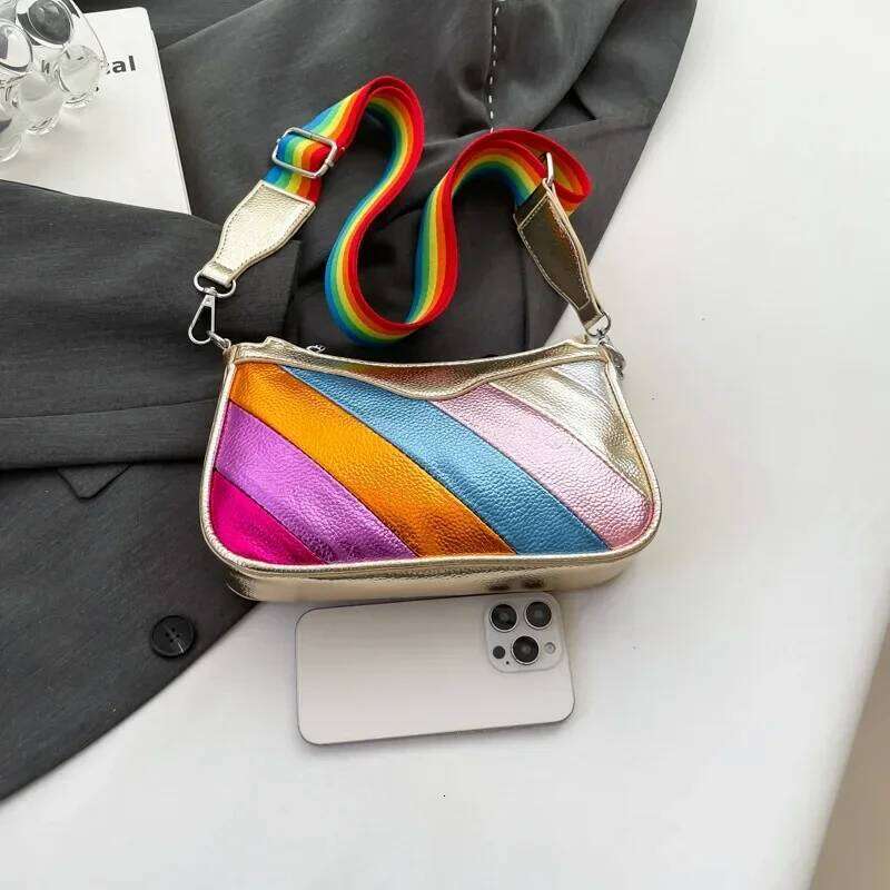 Women Design Crossbody Shoulder Bags PU Leather Female Vintage Solid Color Messenger Bag Small Striped Handbag R31