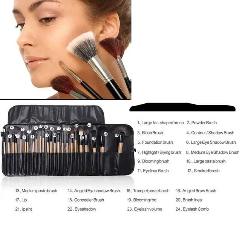 Free Gift Bag and Sponge for 24 pcs Makeup Brush Sets Cosmetics Brushes Eyebrow Powder Foundation Shadows Makeup Tools XJ2500716