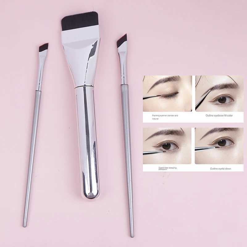 3pcs Ultra Thin Foundation Brush One Line Foundation Brush Ultra-thin Traceless Concealer Eyeliner Brush Makeup Tool Set XJ2500716