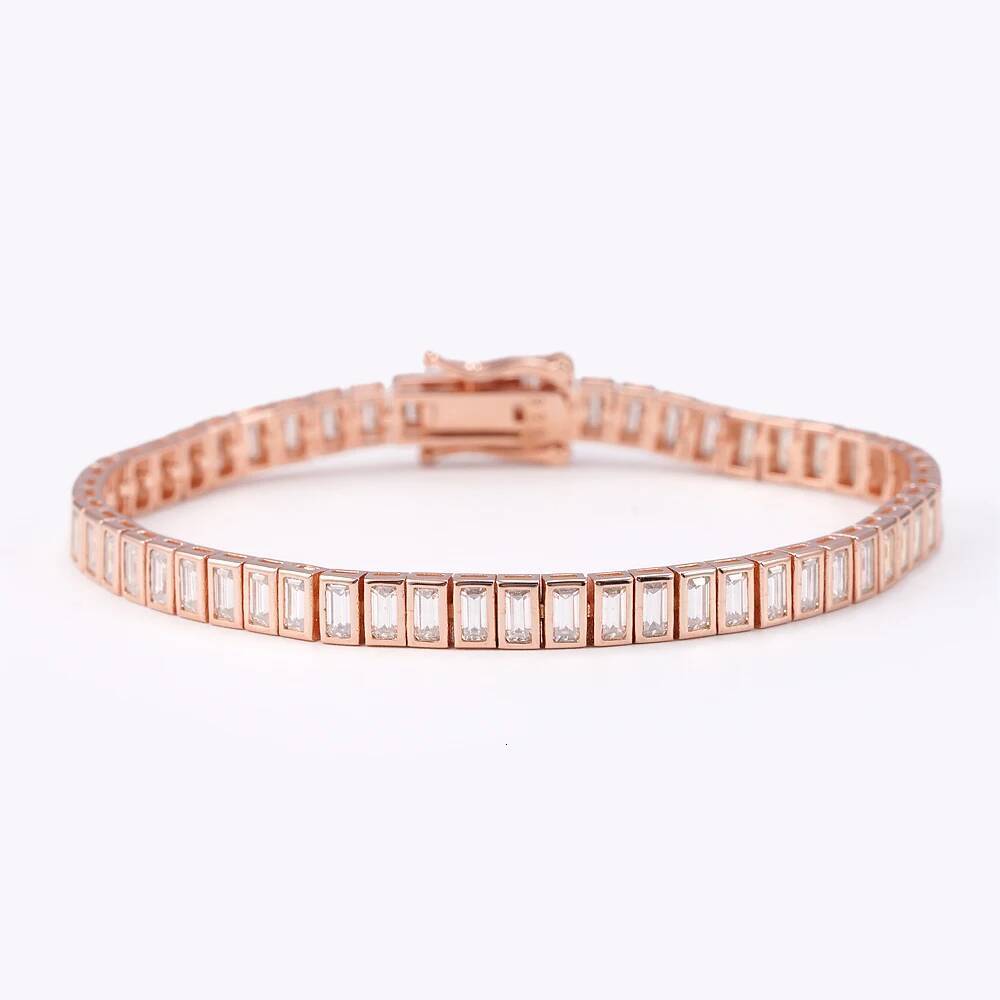 D VVS1 2*4mm Moissanite Tennis Bracelet Original S925 Sterling Silver Plated 18k White Gold with GRA Bracelets for Women Man