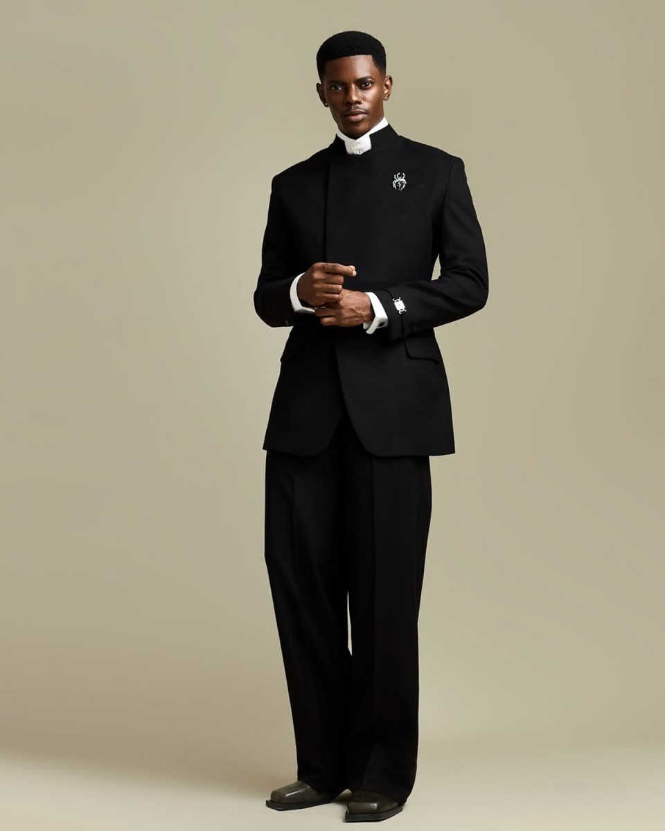 New Wedding Men Suits Stand Up Collar Business Suit Loose Tailor-Made Groom 2-Pcs Coat Pant Formal Occasions Party Plus Size Customized M253447